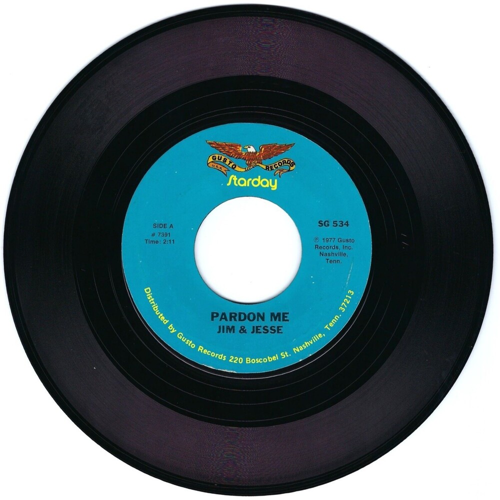 Jim & Jesse 45 Pardon Me / Hard Hearted on Starday/Gusto VG+ Bluegrass RE